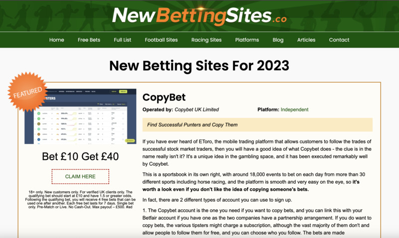 New Betting Sites website